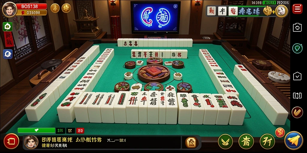 Screenshot BOS138 menunjukkan gameplay Mahjong yang menarik dan interaktif.
