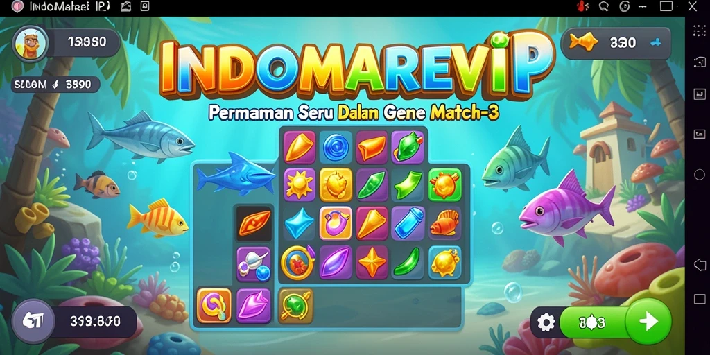 Tampilan gameplay menarik dari INDOMAREVIP dengan objek berwarna-warni.