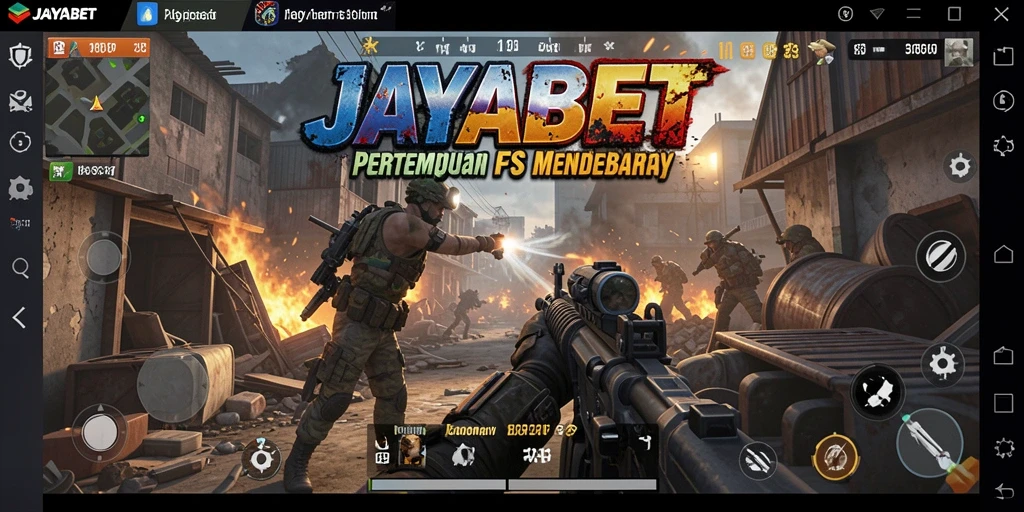 Screenshot gameplay JAYABET menampilkan aksi seru dalam pertarungan FPS.