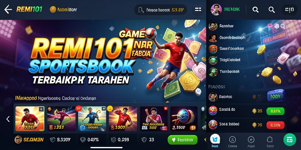 Screenshot utama REMI101 menampilkan antarmuka taruhan olahraga.